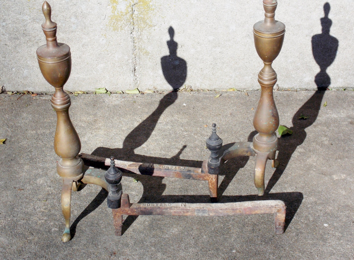 Brass Andirons Fireplace Decoration Tools Log Zoom