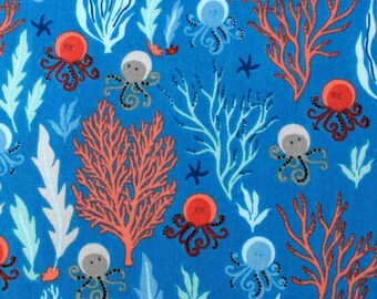Fabric, Come Dive With Me Ocean Blue, Octopus Sea Coral, Windham Fabrics, One Yard or More