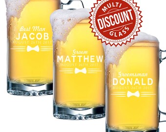 Groomsmen Beer Mug, Custom Beer Glasses, Gifts for Groomsmen, Etched Glasses, Groomsmen Beer Glass, Groomsmen Beer Mugs, Beer Glasses, 25 oz