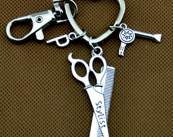 Scissors keychain, hairstylist jewelry, hairdresser jewelry, hairdresser gift, Hair stylist keyring, cosmetologist gift, beautician gift 955