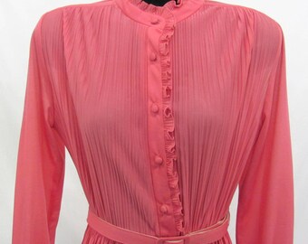 Women' Vintage P.C.F. Petites Hal Ferman Pink Belted Dress Size 14