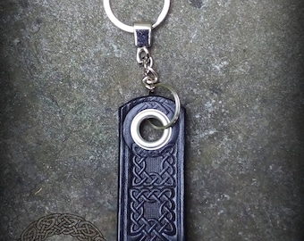 Black Leather Celtic Keychain