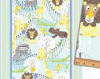 Fabric Panel, Zoo baby, baby animals fabric, zoo animals fabric, toddler baby fabric, baby fabric panel, by Kanvas Studio, 08536