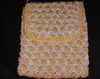 VINTAGE WALBORG Gold & Silver Woven Evening Bag - made in Italy