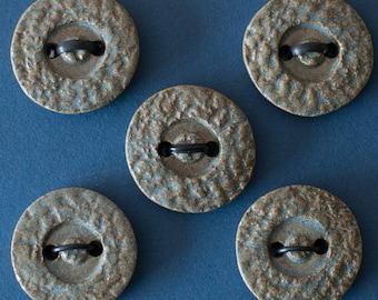 Ceramic Buttons, A Set of 5 Round Buttons, Sew on Buttons, Handmade Stoneware Buttons, Frost Blue Supplies.
