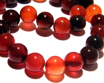 5 beads agate gemstones 10 mm - shades amber black gems PG193 semi-precious stones