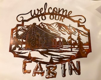 welcome sign. this is made from 14 gauge mild steel. this measures @31 inches wide