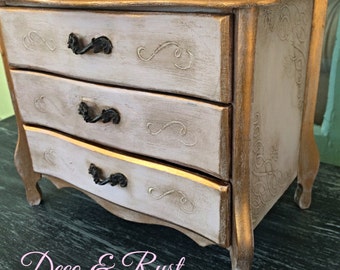 Paris Apartment French Chic Antique style painted Jewelry Box Chest