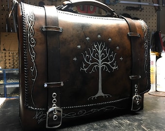 Tree of Gondor Lord of the rings leather messenger bag - satchel - briefcase - laptop bag
