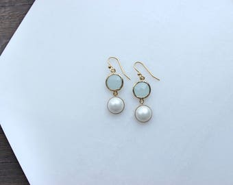 Alice Blue & Pearl Earring