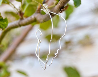 Face Earrings- Sterling Silver Earrings- Handmade Silver Earrings- Silhouette Studs- Silver Earrings- Wire Face Earrings- Threader Earrings