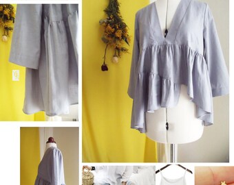 Layered ruffle V neck blouse