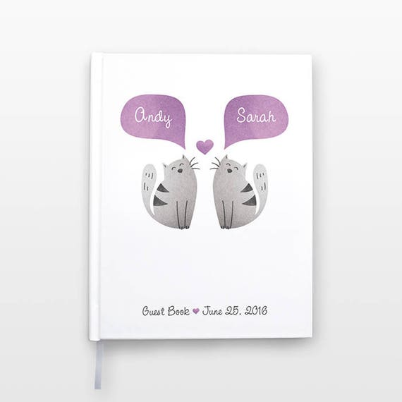 Cat Wedding Guestbook, Bridal Shower Guest Book, Animal Wedding Guest Book, Unique Engagement Gift, Personalized Journal, Couple Notebook