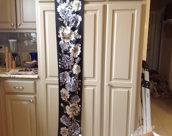 Black Floral Scarf 100% Silk