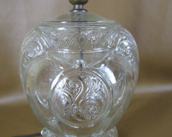 Vintage pressed clear glass lamp