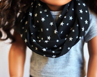 Doll Star Scarf, Doll Clothes, Doll Scarf, Doll Black Scarf, Doll Infinity Scarf, 18 Inch Doll Clothes, 18 Inch Doll, Doll Space Clothes
