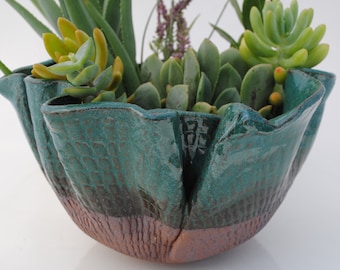 ceramic planter pot, garden plant bowl, window garden, clay planter