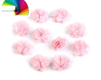 10 petites fleurs tissu voile 3 cm