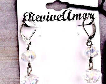 Crystal Dangle Earrings | Crystal Drop Earrings | Dangle Earrings | Long Dangle Earrings | Vintage Crystal Earrings | Aurora Borealis 17.99