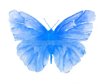 blue butterfly watercolor archival print