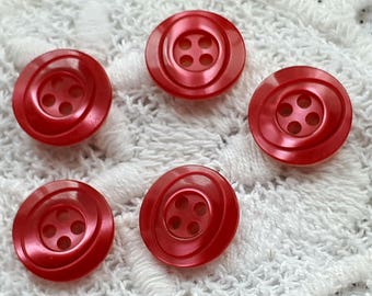 bright Fuchsia pink set of 5 resin buttons 4 hole 15 mm