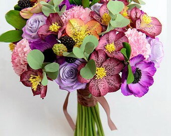 Bridal bouquet Clay Wedding bouquet Hand Alternative bouquet Clay bouquet Wedding flowers