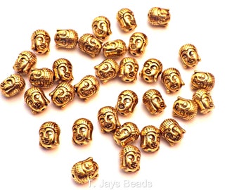 20 x Gold Metal Buddha Head Beads