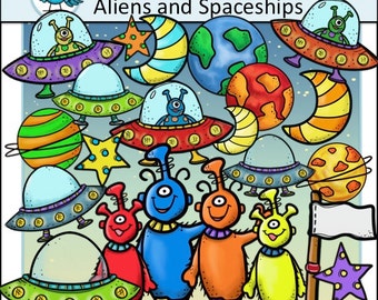 Aliens and Outer Space Clip Art Set - Chirp Graphics