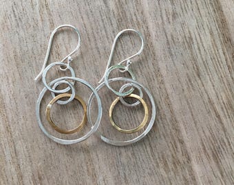 Sterling Silver and Brass Accent Dangle Earrings