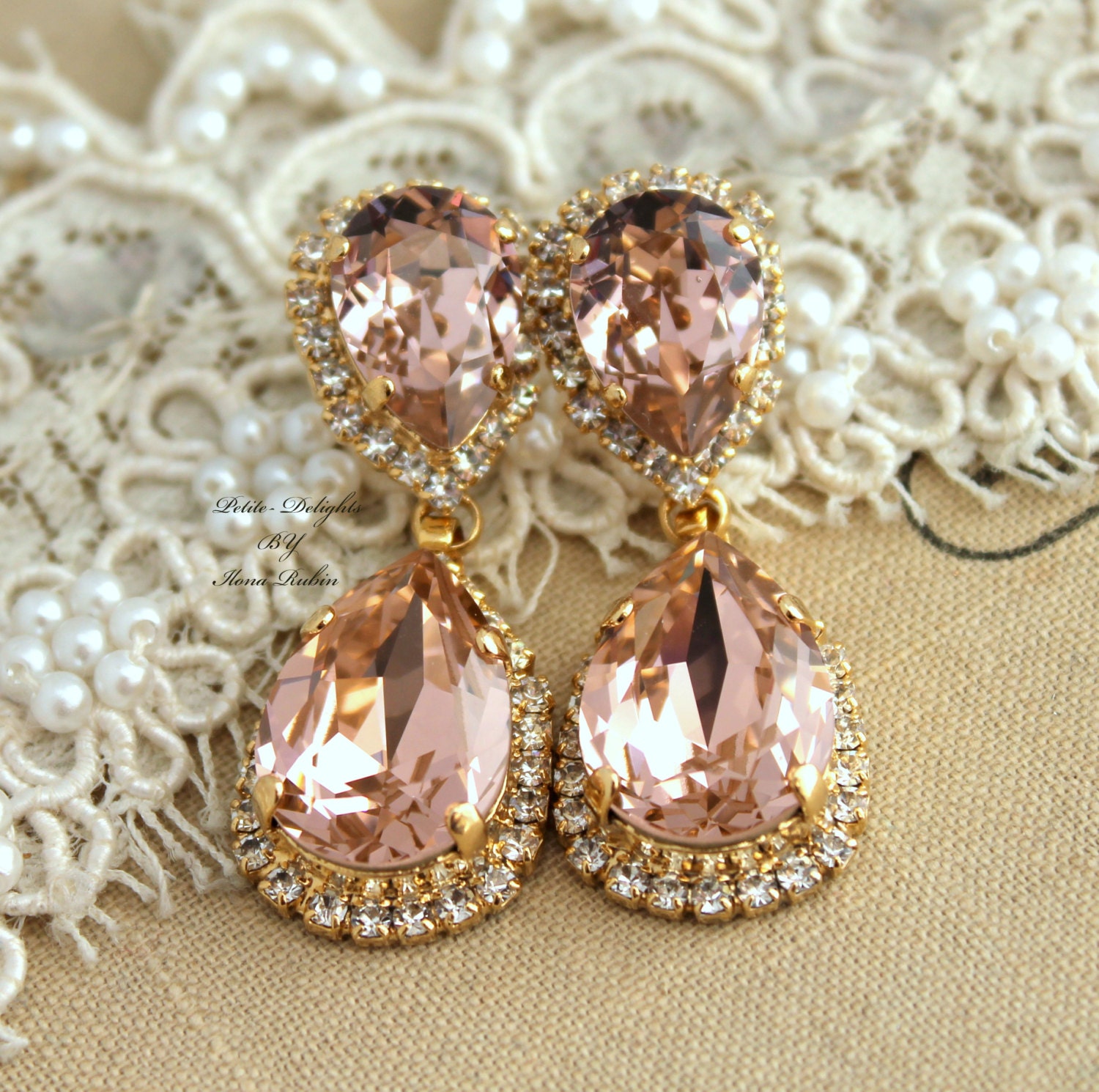 Blush Earrings Bridal Clip On Earringsbridal Chandelier Zoom