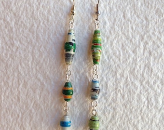 Mismatched paper dangle earrings