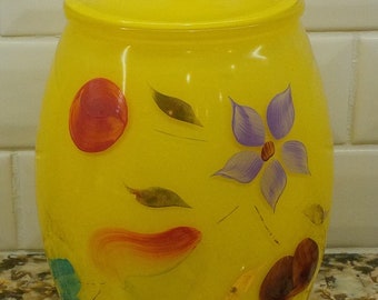 Vintage yellow Bartlett Collins glass cookie jar