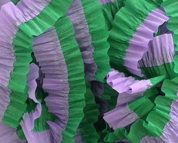 Lavender And Emerald Green Ruffled Crepe Paper Streamers 36