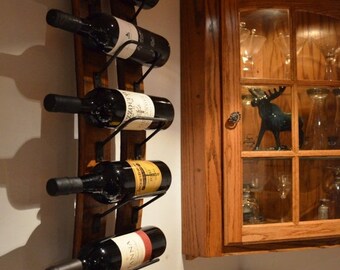 June Sale Rustic Wine rack made from reclaimed wine barrels, Wall Wine Rack