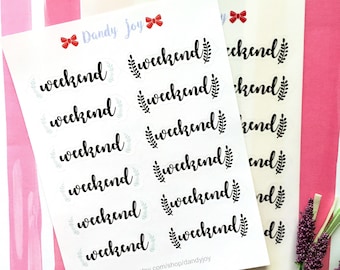 Weekend Planner Stickers Printed W1 - Black Weekend Planner Stickers - Happy Planner Weekly Stickers - Recollections Planner - EC