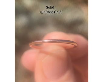 Rose Gold Wedding Band, Plain Band, Stacking Ring, Midi Ring, Spacer Ring, Thin Band, Pink Gold, Mother's Day Gift