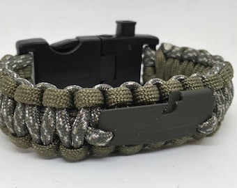 Paracord Survival Bracelet "War-Dogg LED" w/ Fire Starter Buckle, Compass, Whistle, P-38 Multi Tool, Handmade, Survival, Hunting, Hiking