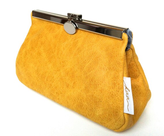 Leather cosmetic bag, " SAFRAN " ,cosmetic purse,kaa berlin , makeup bag, Clutch Bag, Brown