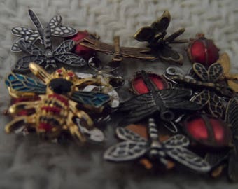 Assortment lot bug charms,3/8th"-1/2",21pcs-CHM262