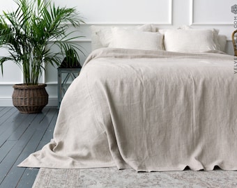 Linen bedspread-linen quilt- softened linen bed cover-queen king size quilt-Pre washed not bleached linen coverlet-Softened linen throw