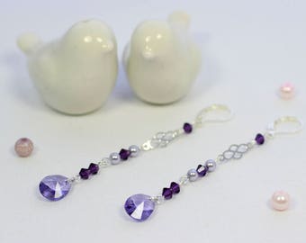 Swarovski crystal earrings | Purple crystal earrings | Swarovski pearl earrings | Silver earrings