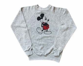 vintage sweatshirt / Mickey Mouse sweatshirt / raglan sweatshirt / 1980s heather grey Mickey Mouse sweatshirt XS