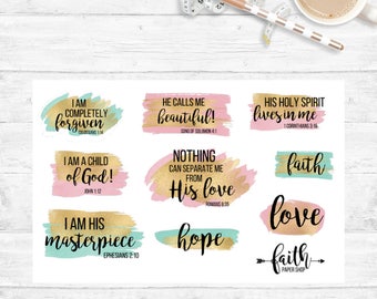 Christian Stickers perfect for your Planner or Bible Journaling. Fits Happy Planner, Erin Condren, Filofax, Travelers Notebook and more!