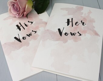 Wedding Vow Books, Bride And Groom Wedding Vows, Watercolour Wedding Vow Book, Personalised Wedding Vow Booklet
