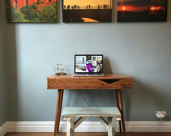 Mid Century Desk with Drawer Solid Wood - MADE TO ORDER 90 days
