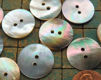 Seashell buttons, Mother of Pearl, 10 count, 3/4 inch, Natural shell buttons, 20mm, 2 hole, nacre buttons, sewing, crafting, scrapbook