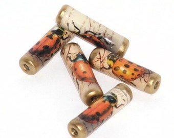 Paper Beads - Vintage Ladybirds - nature and wildlife crafts, ladybugs