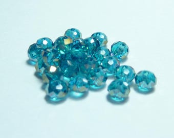 25 4mm turquoise ab iridescent Crystal beads