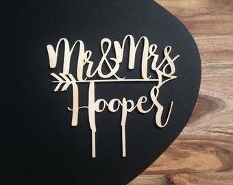 MR & MRS CAKETOPPER, wooden wedding cake topper for engagement, wedding, special occasion