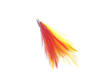 1 charm of Rooster feathers dyed multicolor 70 mm in height or fancy